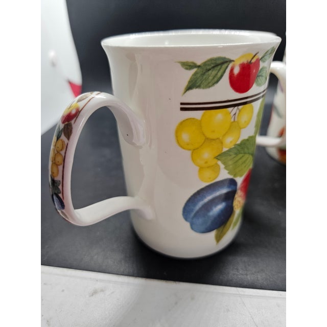 Vintage Roy Kirkham Orchard Fine Bone China Mugs, Set of Three, Made in England
