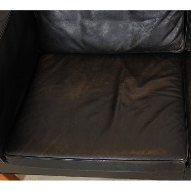 Vintage 2213 3-Seater Sofa in Patinated Black Leather by Børge Mogensen for Fredericia For Sale - Image 9 of 18
