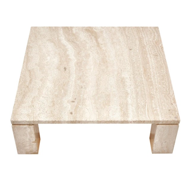 Cream Modernist Travertine Vintage Coffee Table For Sale - Image 8 of 9