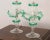 Set of 2 Murano glass table lamps crystal color with green artistic decorations, handmade made in Italy. Require 2 E14...