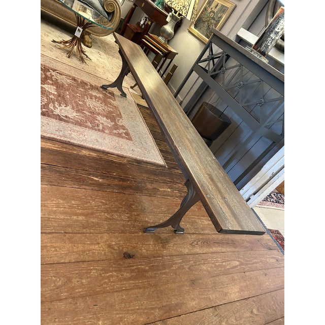 Custom Industrial Flooring Dining Table With Modern Wishbone Steel Legs For Sale - Image 13 of 16