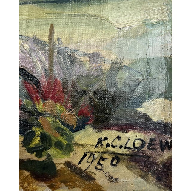 Kurt Conrad Loew, View of the Geneva Countryside and the Salève from Vegetable Garden, 1950, Oil on Canvas For Sale - Image 3 of 13