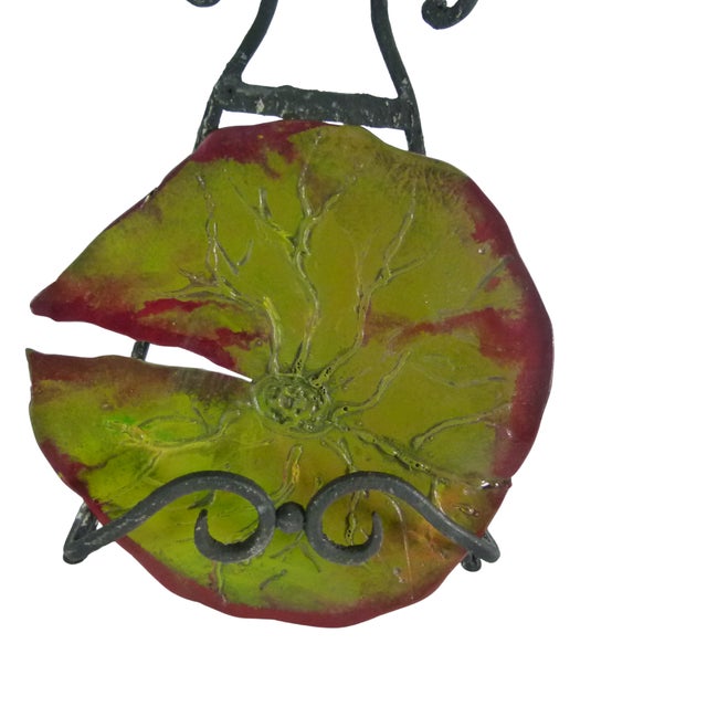 Green Vintage Catherine James Brutalist Metal Lily Pad Wall Sculpture | Signed "Catti" | Mid-Century Modern For Sale - Image 8 of 11
