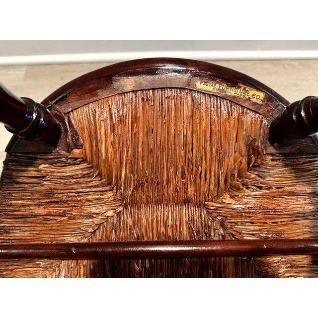 Antique Paine Furniture Co. Boston Child's Windsor Armchair With Original Rush Seat For Sale - Image 16 of 17