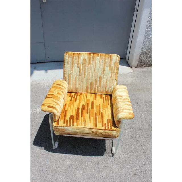 Textile Italian Geometric Velvet and Acrylic Glass Lounge Chair, 1960s For Sale - Image 7 of 12