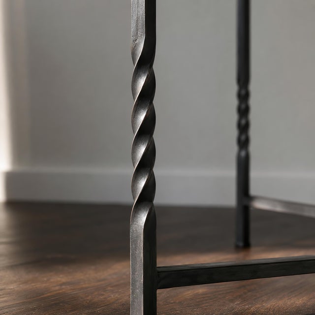 Brown Narrow Side Table, Solid Black Walnut End Table, Handmade Small Side Table With Steel Base For Sale - Image 8 of 10