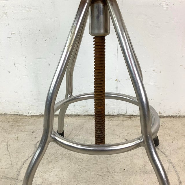 Vintage Industrial Swivel Stool For Sale - Image 10 of 12