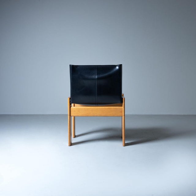 Black Monk Chairs in Leather by Afra & Tobia Scarpa for Molteni, 1973, Set of 8 For Sale - Image 8 of 13