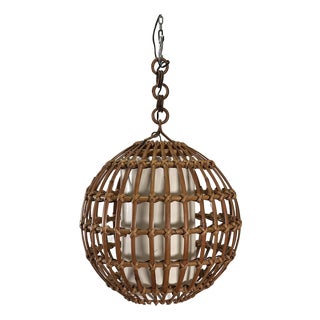 Vintage Rattan Lantern, 1970s For Sale