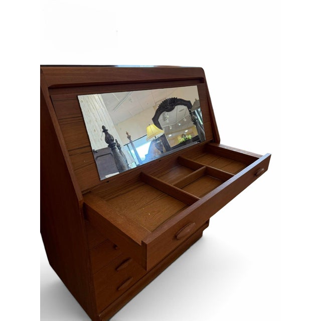 1960s Danish Modern Dyrlund Teak Drop-Front Secretary Desk & Vanity For Sale - Image 10 of 11