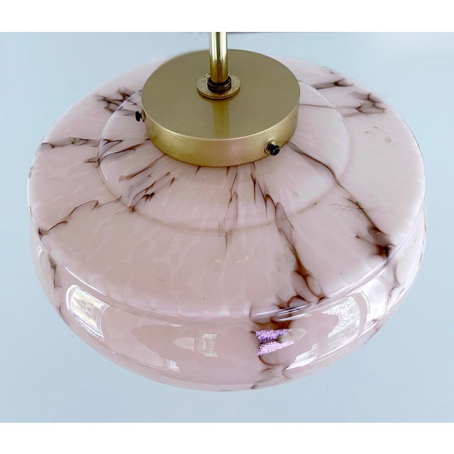 Art Deco Pendant Light in Pink Marble Glass, 1930s For Sale - Image 17 of 18