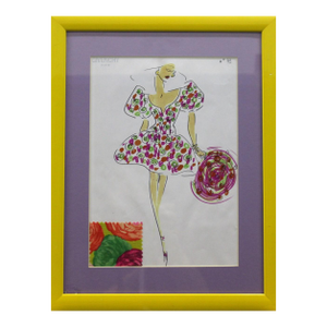 1980s Givenchy Paris No. 73 Traditional Watercolor Painting