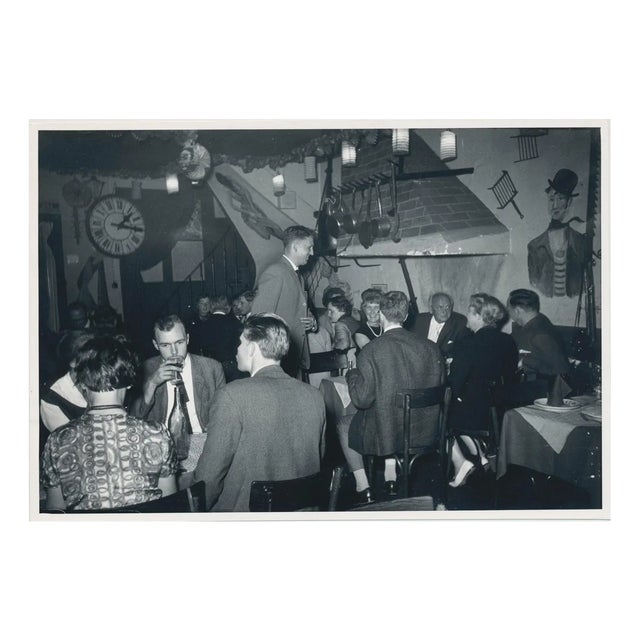 Erich Andres, Artists in Montmartre Having Dinner in Restaurant, Paris, France, 1950s, Black & White Photograph For Sale