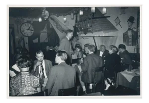 Erich Andres, Artists in Montmartre Having Dinner in Restaurant, Paris, France, 1950s, Black & White Photograph