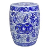 Vintage Chinoiserie Blue White Porcelain Decorated Garden Seat Stool For Sale