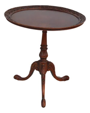 Mid 20th Century Mahogany Carved Pie Crust Accent Table