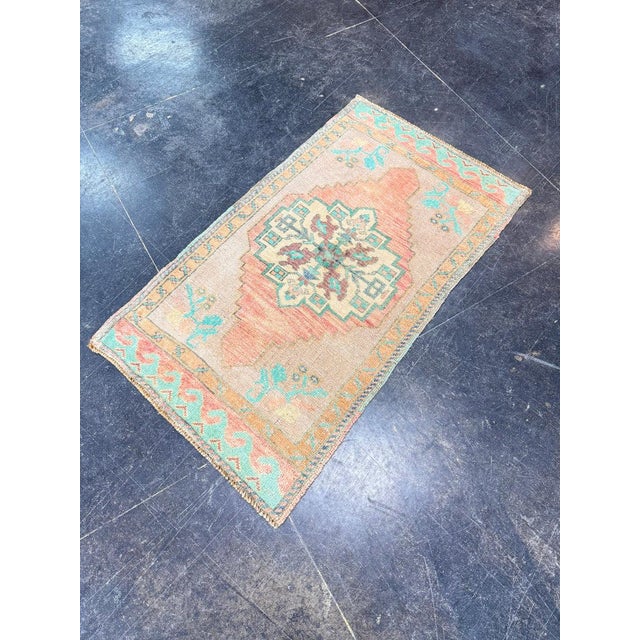 Early 21st Century Turkish Mini Rug Oriental Hand Knotted Vintage Rug 1'9" x 3' #17924 For Sale - Image 5 of 8