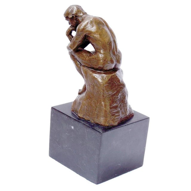 Modern Brown Patinated Bronze The Thinker Sculpture after Rodin For Sale - Image 3 of 5