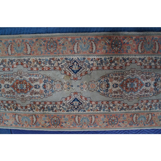 Textile Vintage Hand Knotted Wool Geometric Curvilinear Medallion Rug Runner 3' X 10' For Sale - Image 7 of 14