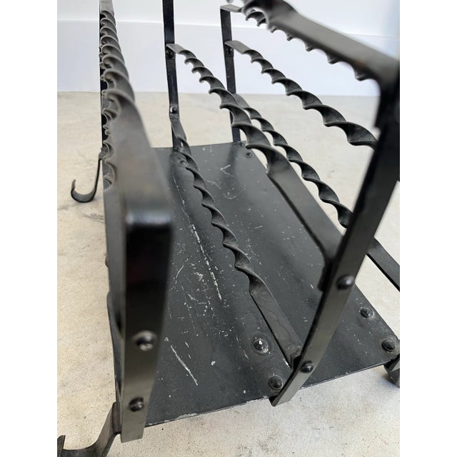 Black 1960s Vintage French Twisted Wrought Iron Magazine Rack For Sale - Image 8 of 12