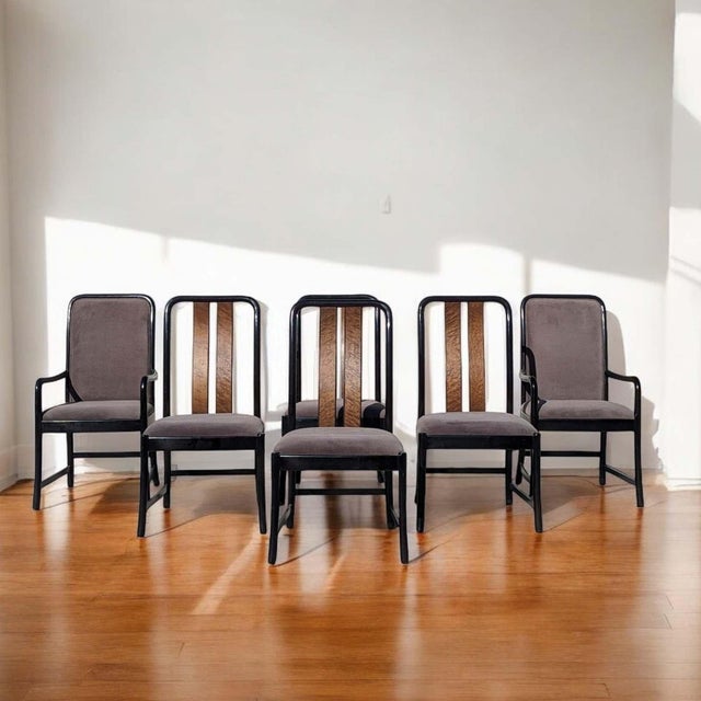 Wood Postmodern Dining Chairs by Bernhardt, Black Lacquer & Birdseye Maple, Set of 6, 1980s For Sale - Image 7 of 18