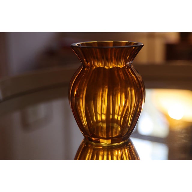 Amber-Colored Glass Vase by Moser Karlsbad for Moser, 1920s, in Flawless conditions. Designed 1920 to 1949 This piece has...
