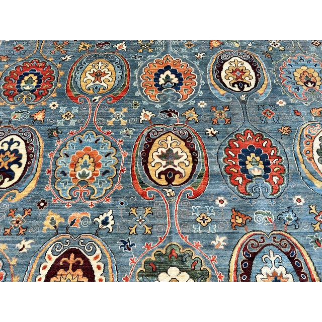 Hand-Knotted Afghan Suzani Chobi Wool Area Rug - 8'3" X 9'11" For Sale - Image 9 of 14