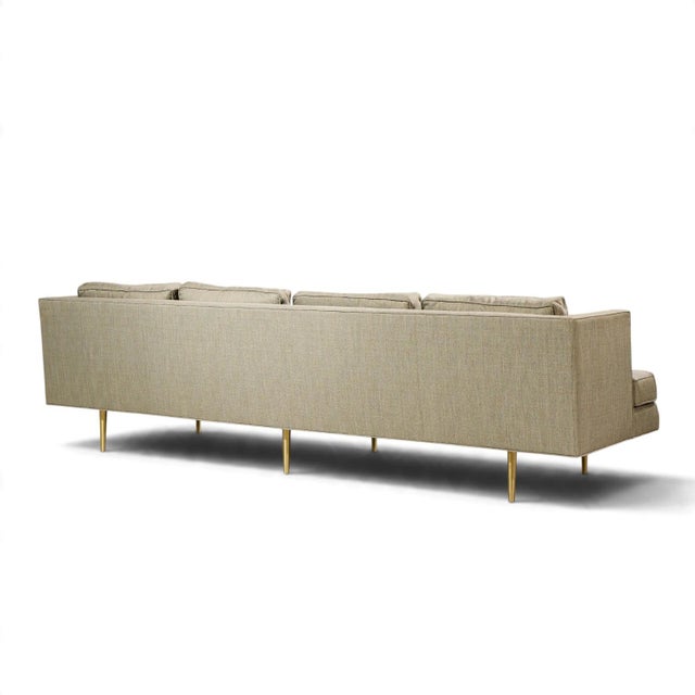 Metal Edward Wormley for Dunbar Model 4907 Mid Century Brass Leg Sofa For Sale - Image 7 of 9