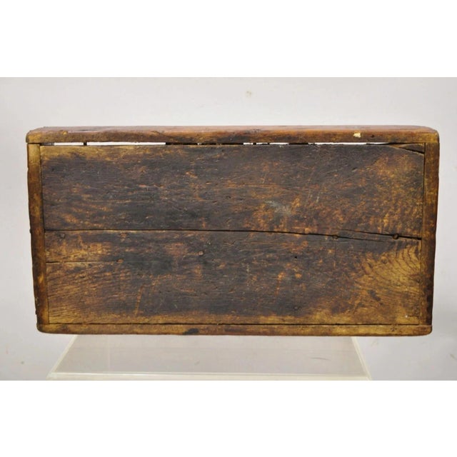 Brown Antique French Country Provincial Wooden Storage Caddy Tool Box Desk Organizer For Sale - Image 8 of 9