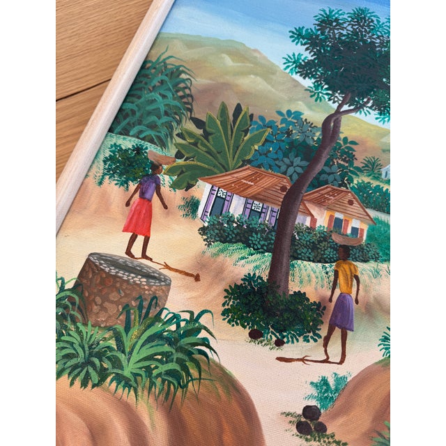 Late 20th Century Signed Haitian Folk Art Painting For Sale - Image 9 of 12