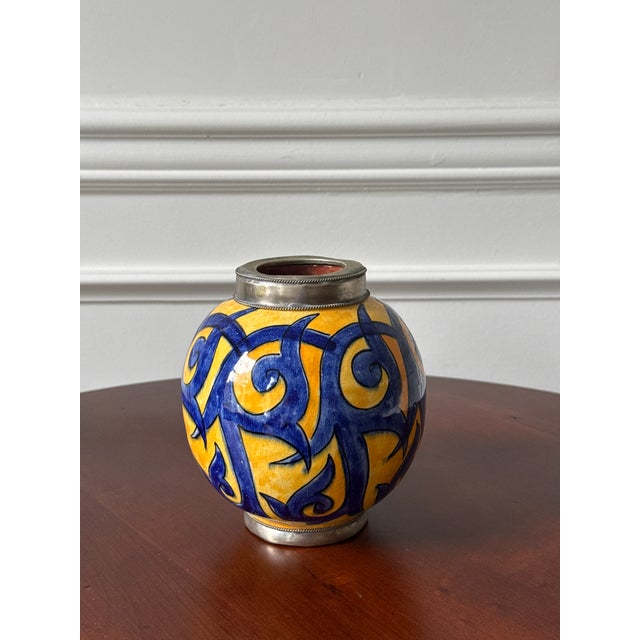 Mid 20th Century French Signed Artist Hand Painted Ceramic Vase For Sale - Image 5 of 8