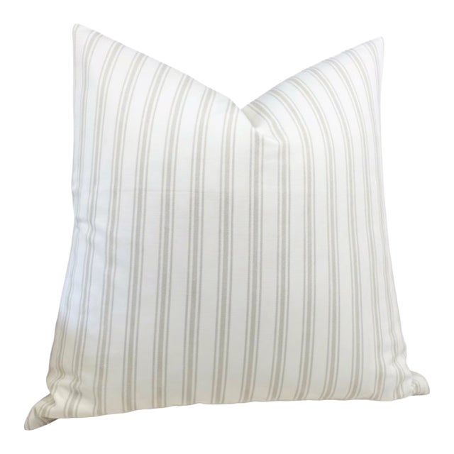 Striped Pillow Cover in Beige, 22x22 Pillow For Sale