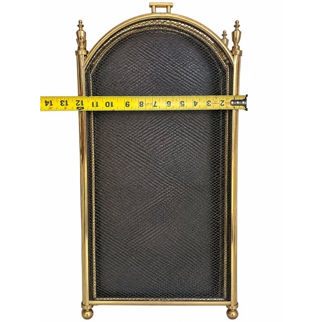 Art Deco Vintage Four Panel Fireplace Screen Gold Black Mesh Folding Grate For Sale - Image 3 of 5