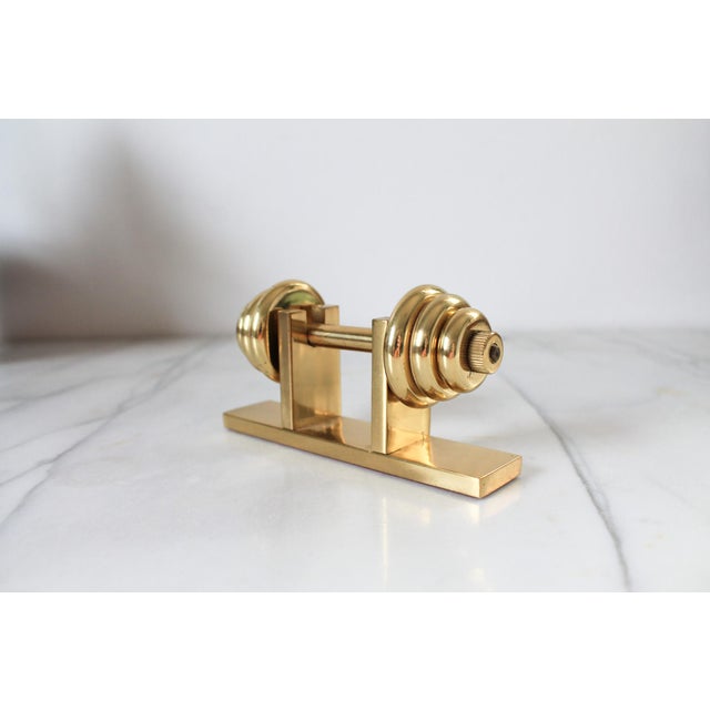 Mid-Century Modern Vintage Brass Dumbbell Paperweight For Sale - Image 3 of 8