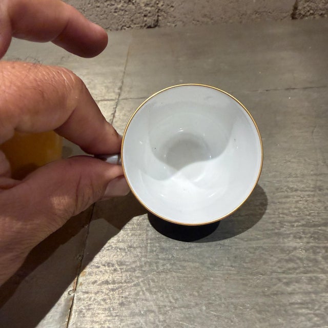Vintage Richard Ginori Sapphire Blue Porcelain Teacup Set of 2 For Sale - Image 9 of 9