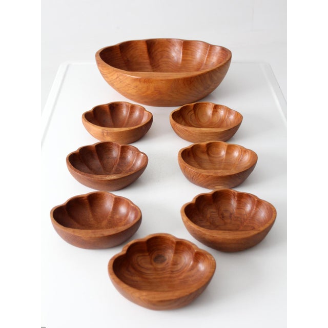 Mid 20th Century Mid 20th Century Mid-Century Modern Wood Serving Bowl Set For Sale - Image 5 of 15