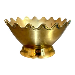 Brass Crown Pedestal Bowl For Sale