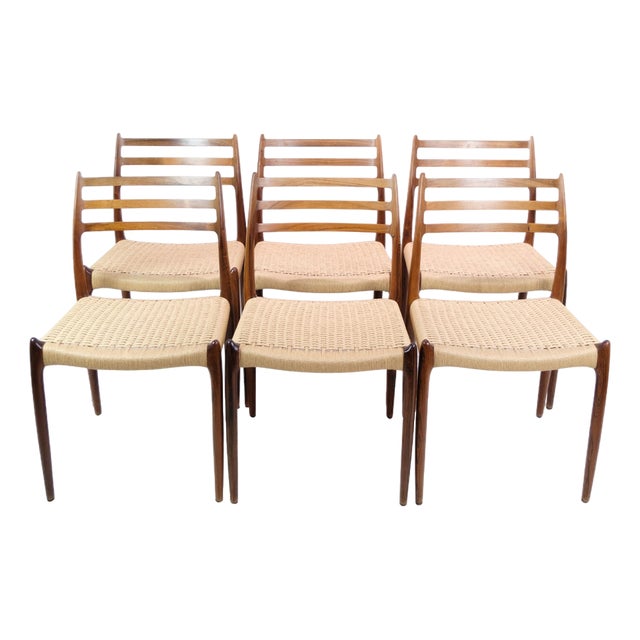 Dining Room Chairs Model 78 in Rosewood by N.O Møller, 1950s, Set of 6 For Sale