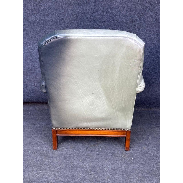 Vintage Lillian August Sun-Faded Navy Ombré Leather Library Chair For Sale In Washington DC - Image 6 of 6
