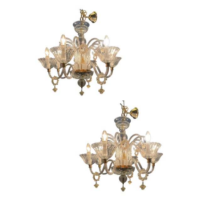 Venetian Murano Glass Chandeliers, 1970s, Set of 2 For Sale