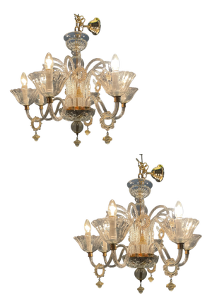 Venetian Murano Glass Chandeliers, 1970s, Set of 2