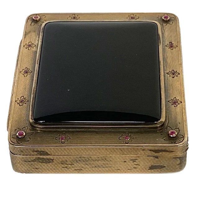 German Emil Brenk Gilt Sterling Silver, Onyx and Gemstone Cosmetic Case For Sale - Image 18 of 18