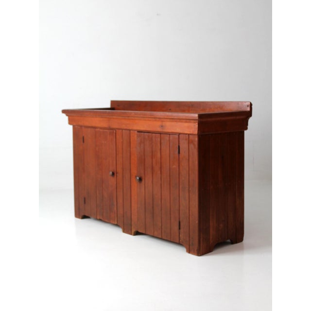 Wood Antique Primitive Wood Dry Sink Cabinet For Sale - Image 7 of 17