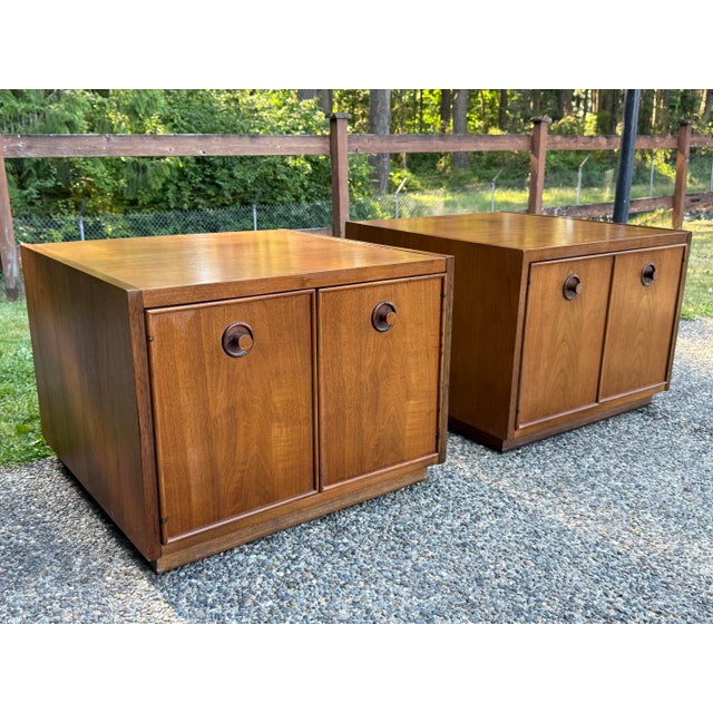 Mid Century Modern Vintage Walnut Nightstands -End Tables, 2 Pieces For Sale - Image 11 of 12