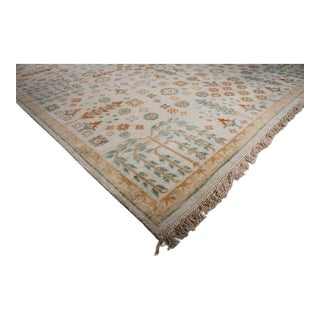 8x10 Ivory Traditional Floral Oushak Hand Knotted Wool Carpet Rug For Sale