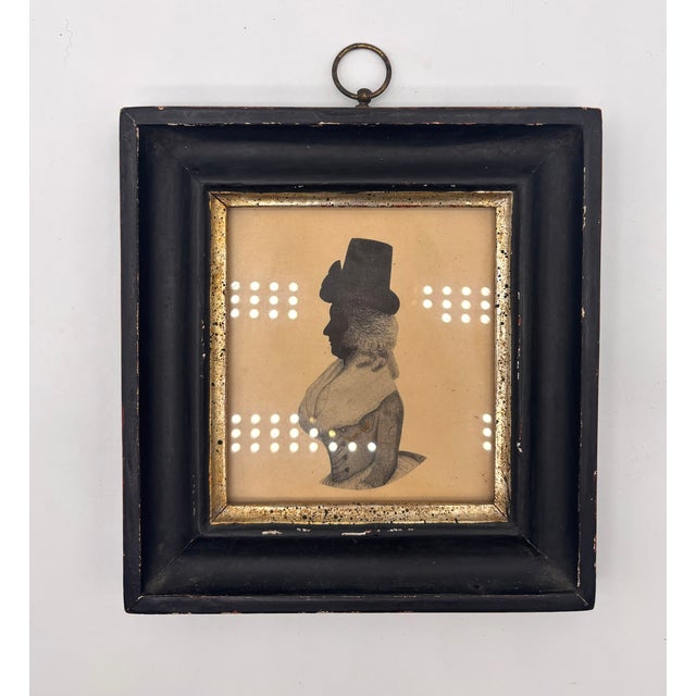 Paper 1920s W. Phelps Silhouette Portrait, Woman in Riding Hat, Borghese Frame For Sale - Image 7 of 9