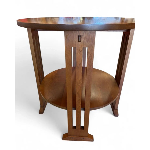 Mission Stickley Furniture Round Mission Side Table For Sale - Image 3 of 12
