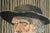 American Captivating Bearded Man With Hat Antique Oil Painting Rustic Home Decor For Sale - Image 3 of 15