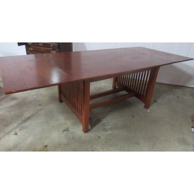 Wood 1980s Mission Oak Dining Room Table Kitchen Pennsylvania Pa House For Sale - Image 7 of 13