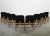 Wood Model 121 Chairs in Black Leather by Tobia & Afra Scarpa for Cassina, 1970s, Set of 8 For Sale - Image 7 of 9